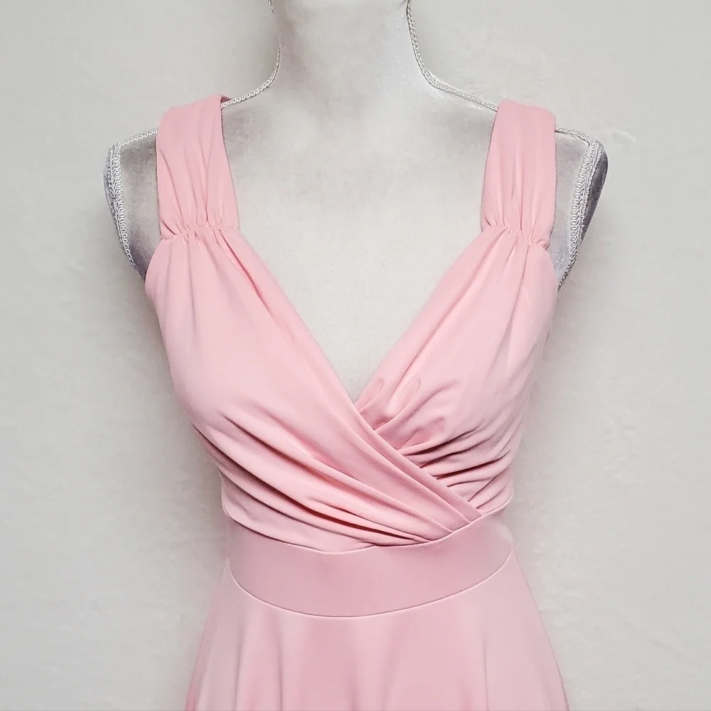 GRACE KARIN Women's Cocktail Bubblegum Pink Sleeveless Wrap V-Neck A-line Dress
